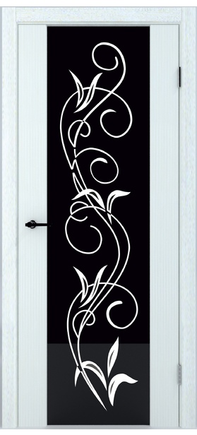 Дверь межкомнатная Люкс-1 ПО, триплекс черный с пескоструйным рисунком